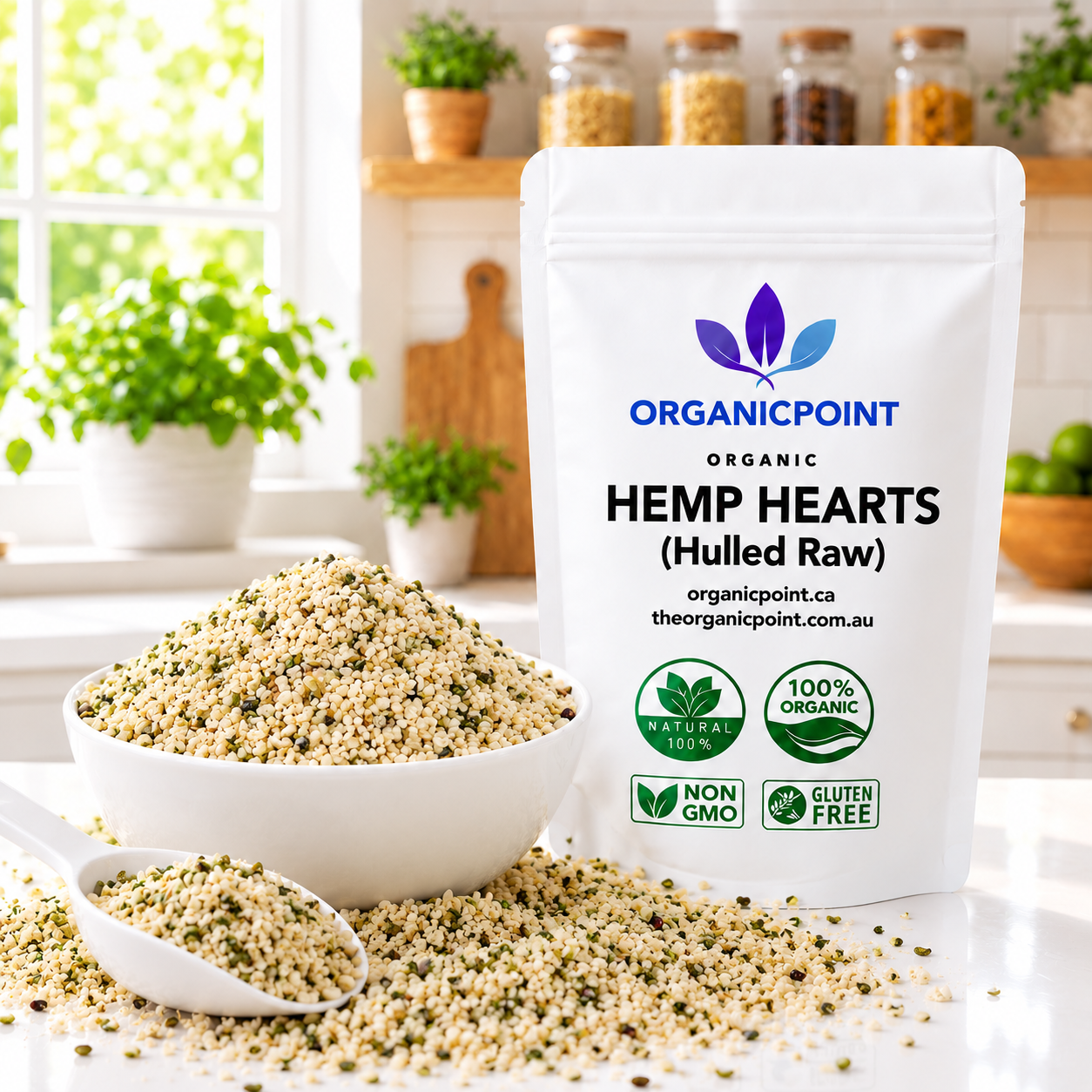 ORGANIC HEMP HEARTS, hulled, raw