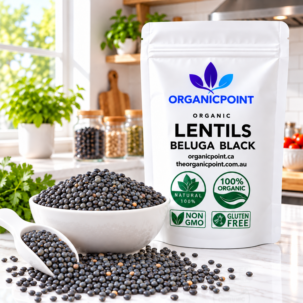 Organic Lentils, Beluga, Black
