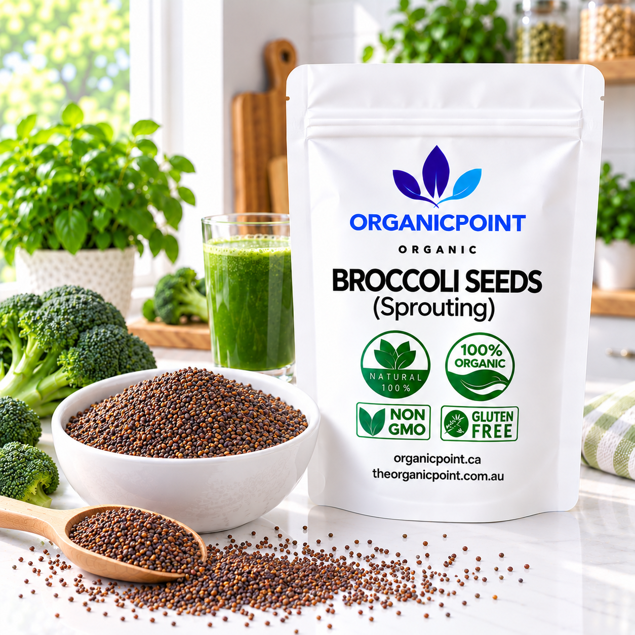 Organic Broccoli Seeds, Sprouting