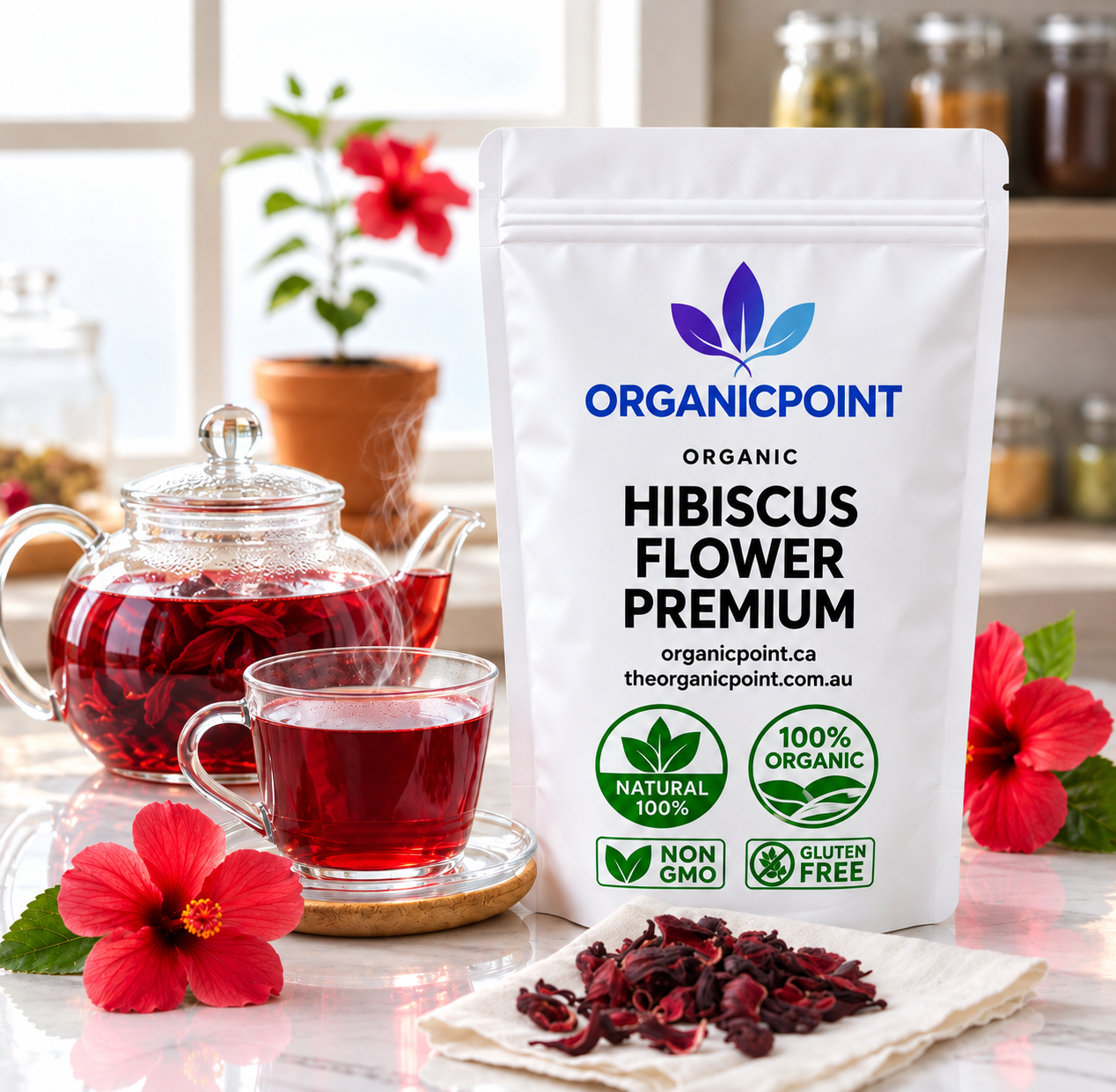 Organic Premium Hibiscus Flower, Whole, c/s