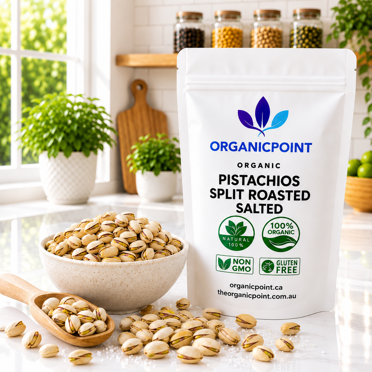 Organic Pistachios, Split Shell, Roasted & Salted