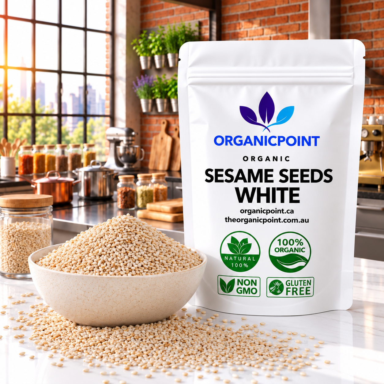 Organic Sesame Seeds, White, Hulled