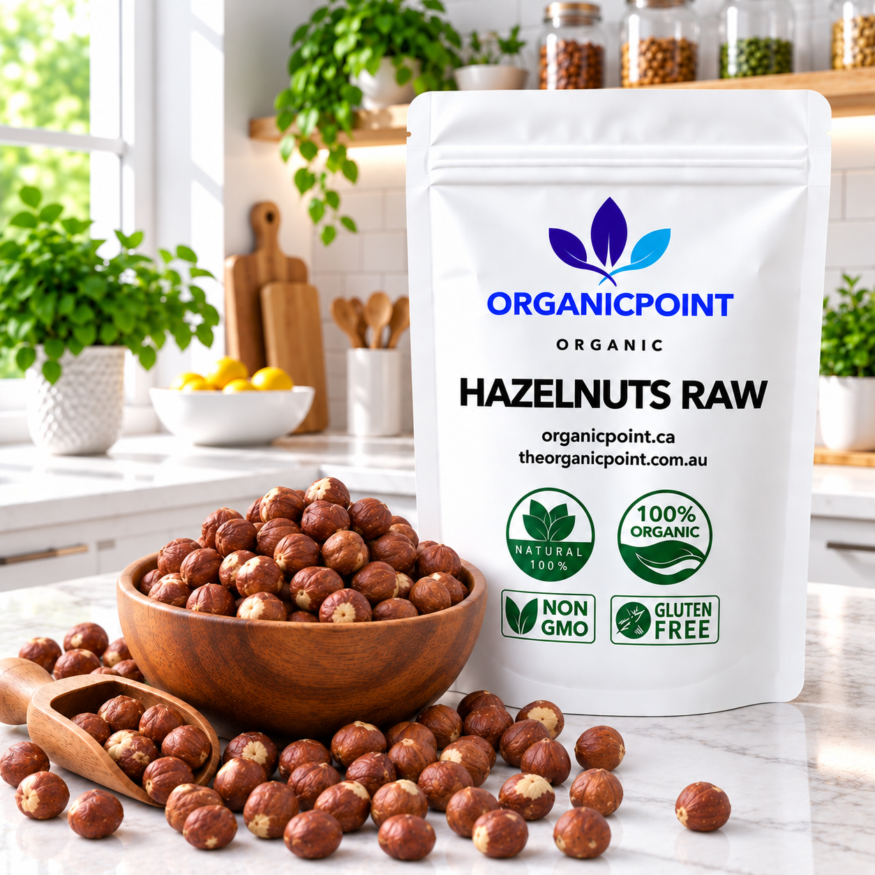 Hazelnuts Organic, raw, whole